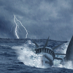 create a massive tsunami impacting the statue of liberty scene