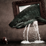 Wonderful Scene Creation Shark out of a Drawing