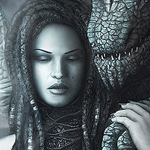 Drawing a Dragon and Lady Cartoon Art