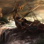 Manipulating a Ship Falling on a Waterfall Scene