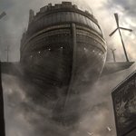 Create a Mother Ship Flying on Sky